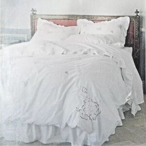 Vintage Simply Shabby Chic King Embroidered Lace Duvet and Shams Set White